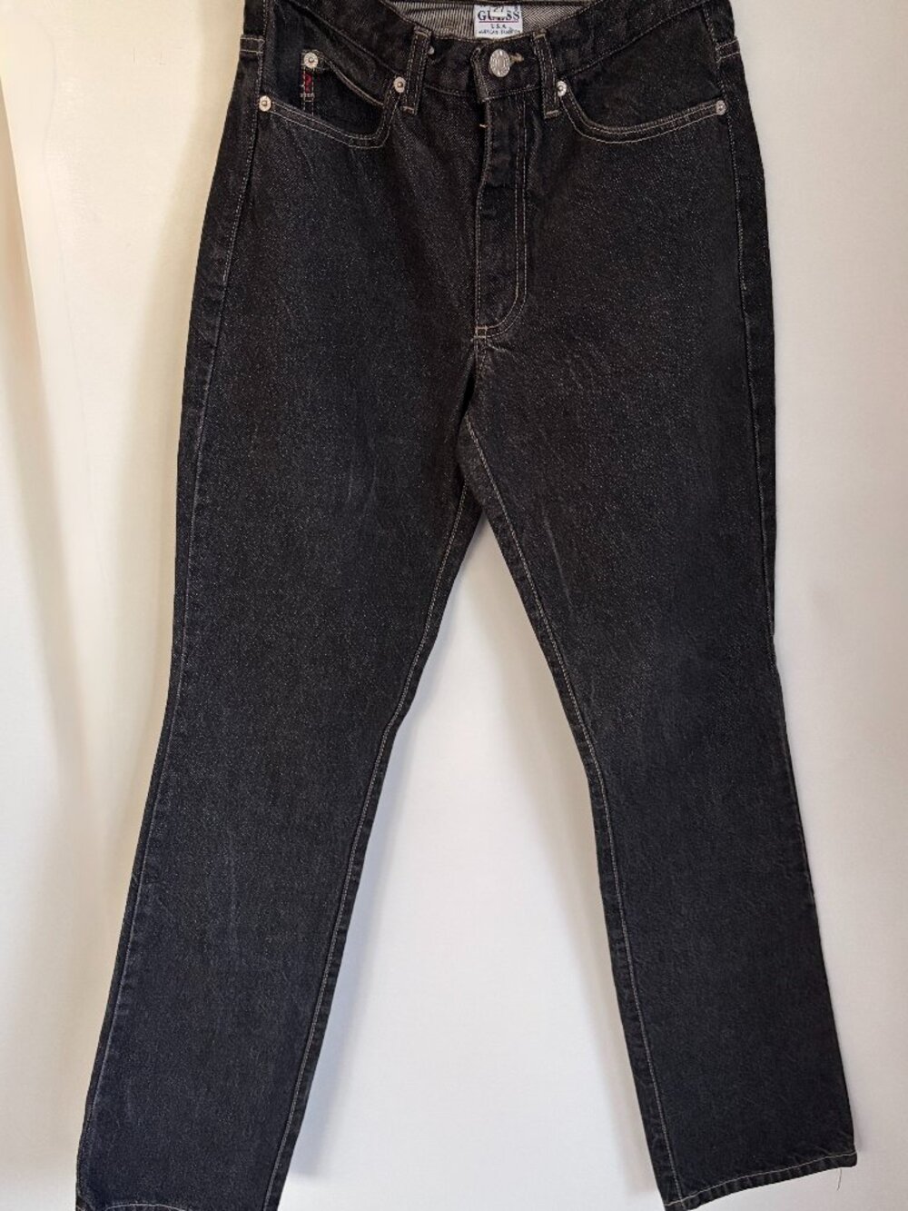 Vintage 80s Guess Jeans Black Denim Made in USA High Waist Size 27